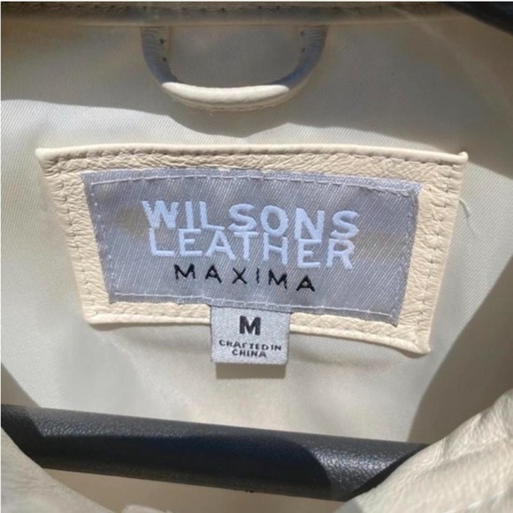 Wilsons Leather Maxima Genuine Leather & Nylon Cream Zip Moto Style Jacket M - Picture 3 of 3